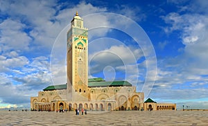 Great Mosque of Hassan II with beautiful sky, Casablanca - Morocco