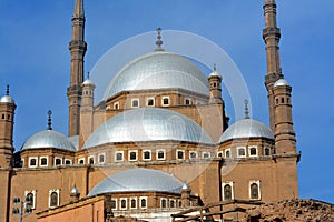 The great mosque of Muhammad Ali Pasha or Alabaster mosque in Citadel of Cairo, the main material is limestone likely sourced from