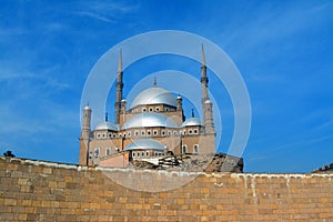 The great mosque of Muhammad Ali Pasha or Alabaster mosque in Citadel of Cairo, the main material is limestone likely sourced from