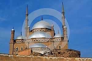 The great mosque of Muhammad Ali Pasha or Alabaster mosque in Citadel of Cairo, the main material is limestone likely sourced from