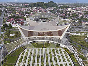 The Great Mosque of West Sumatera from the top, the biggest mosque in West Sumatera. Located in Padang, Indonesia.