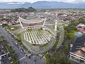 The Great Mosque of West Sumatera from the top, the biggest mosque in West Sumatera. Located in Padang, Indonesia.