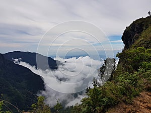 Great mountain landscape above the clouds