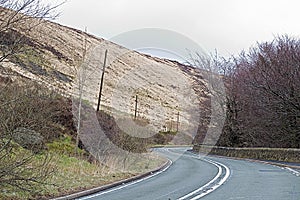 Great Mountain Road Look Hill View Of Saddleworth Moor Pennines In Manchester