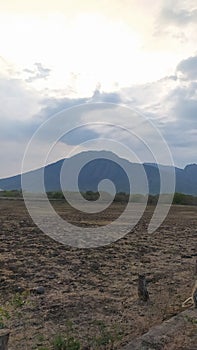 A great mountain at the town