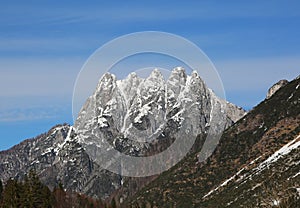 Great mountains with five peaks called Cinque Punte in Italian L