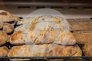 Great multigrain bread on a counter in the store