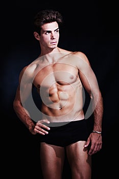 Great, muscular young man model in underwear