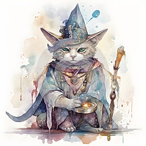 Great mystical wizard cat, ai generative illustration