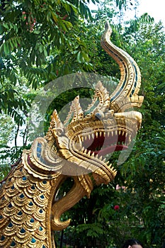 Great Naga Statue at Temple , Wat Phra Kaew - Chiang Rai Thailand