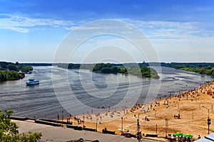 Great Novgorod - a city beach on the Volkhov River. Russia.