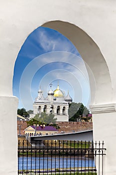 Great Novgorod. The Kremlin wall and Saint Sophia cathedral. Russia