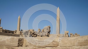 Great Obelisk monuments at Karnak temple Luxor Egypt landmark build for pharoah