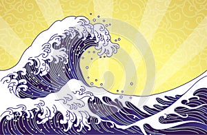 Great orient Japan ocean wave art illustration