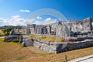 Great palace, Mayan Ruins in Tulum, Riviera Maya, Yucatan, Caribbean Sea, Mexico