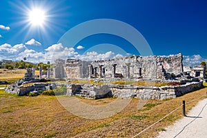 Great palace, Mayan Ruins in Tulum, Riviera Maya, Yucatan, Caribbean Sea, Mexico