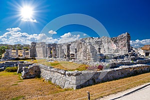 Great palace, Mayan Ruins in Tulum, Riviera Maya, Yucatan, Caribbean Sea, Mexico