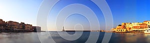 Great panorama of venetian harbour of  Chania old town, Crete, Greece