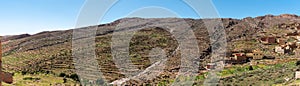 Great panoramic landscape of terrace cultivation in the Anti-Atlas mountains, Morocco