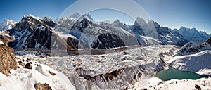 Great panoramic landscapes of the Himalayas in the Khumbu Valley