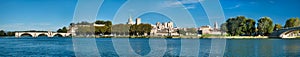 Great Panoramic view of Avignon old city and Rhone river