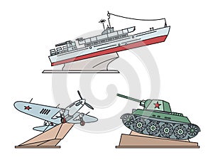 Great Patriotic War Monuments. Vector illustration