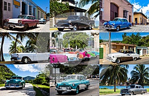 Great photo collage from classic cars in Cuba