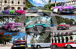 Great photo collage from classic cars in Cuba