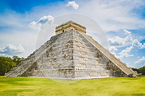 Great photo of the pyramid of Chichen Itza, Mayan civilization, one of the most visited archaeological sites in Mexico. About 1.2