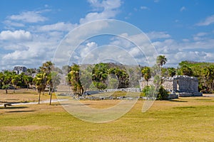 Great platform, Mayan Ruins in Tulum, Riviera Maya, Yucatan, Caribbean Sea, Mexico