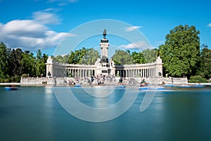 Great pond at the Parque del Retiro in Madrid photo