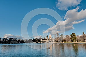 The Great Pond on Retiro Park in Madrid, Spain photo