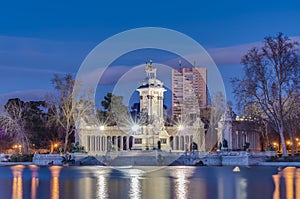 The Great Pond on Retiro Park in Madrid, Spain. photo