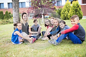 Great Portrait Of School Pupil Outside Classroom Carrying Bags