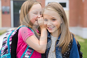 Great Portrait Of School Pupil Outside Classroom Carrying Bags