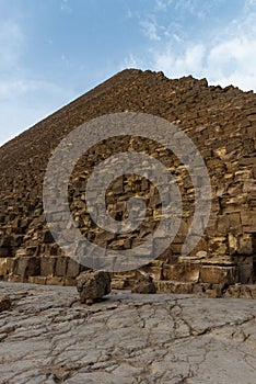 The Great Pyramid of Giza also known as the Pyramid of Khufu or the Pyramid of Cheops is the oldest and largest of the three