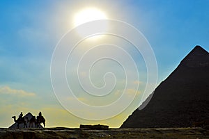 The Great pyramid of Giza in Egypt Cairo with Sphinx and camel