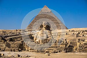 The great Pyramid of Giza and Sphinx, Cairo, Egypt.