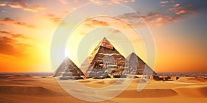 Great Pyramids of Giza Egypt at sunset