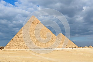 The great pyramids in Giza plateau. Cairo, Egypt