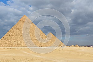 The great pyramids in Giza plateau. Cairo, Egypt