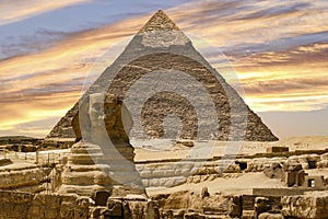 The Great Pyramids and the Great Sphinx of Giza are located in Egypt on the Giza Plateau.