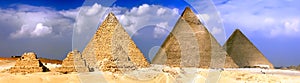 Great Pyramids, located in Giza. Panorama