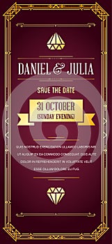 Great Quality Style Invitation in Art Deco or Nouveau Epoch