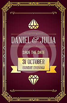 Great Quality Style Invitation in Art Deco or Nouveau Epoch