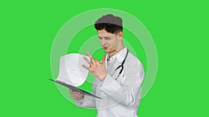 Great results Doctor dancing afler looking through documents on a Green Screen, Chroma Key.