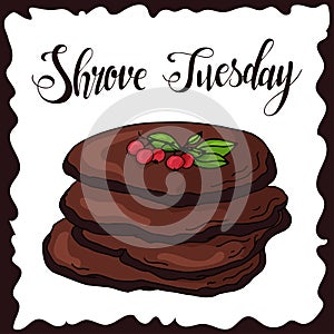 Great Russian holiday Shrove Tuesday. Vector illustration with hand drawn pancakes and trend lettering.