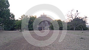 The Great Sanchi Stupa, Ancient buddhist building during sunset