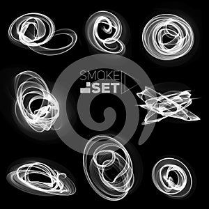 Great set of circle smoke white waves abstract background