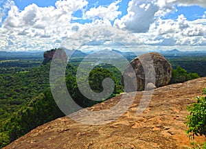 Great Sigiriya rock with a neighboring mountain